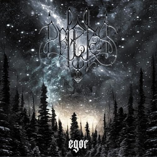CD cover with ornate silver lettering against a starry, forest background.