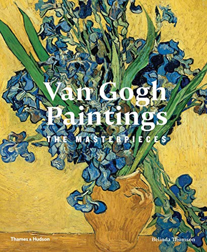 Book cover featuring Van Gogh's Irises painting with blue flowers in a yellow vase.