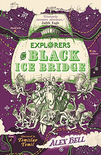 Book cover featuring a ship with children and winged creatures on a purple background.