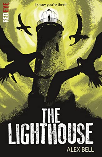 Book cover featuring a silhouetted lighthouse, a figure at the top, and flying birds.