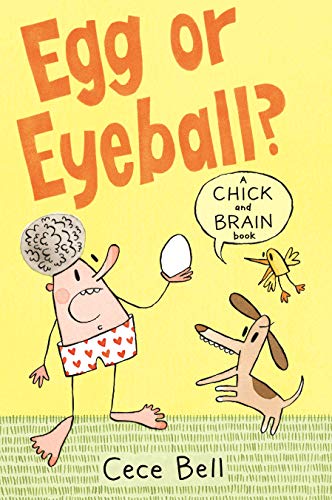 Book cover: cartoon dog, chick, and character holding an egg.
