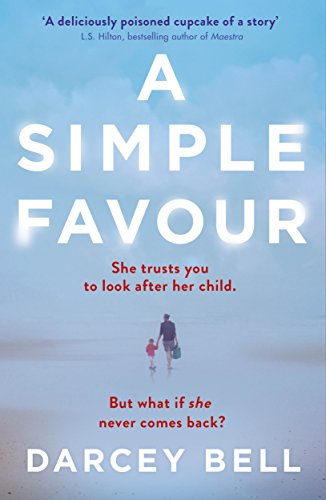 Book cover: “A Simple Favour” with a beach scene and two figures.