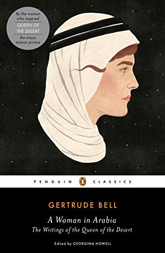 "Book cover with a woman in a white headscarf against a starry night sky."