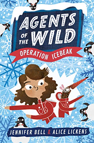 Book cover featuring a child, penguins, and snowy, icy design.