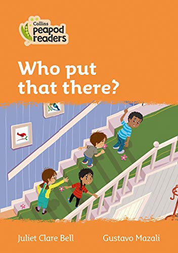 Children on stairs with a colorful illustration, book cover.