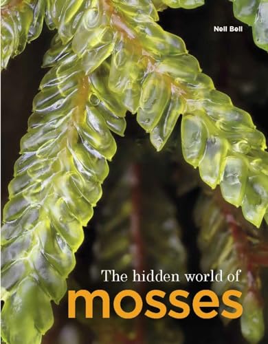 Close-up of bright green moss fronds with the book title text overlaid.