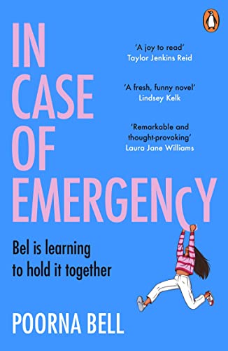 Book cover with large pink title text and illustration of a woman falling.