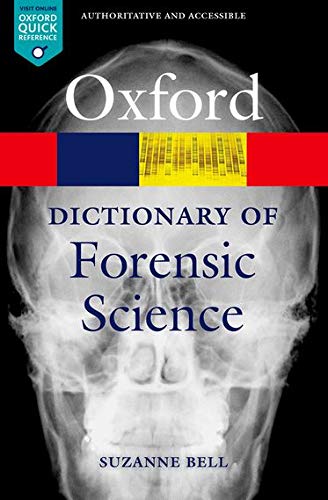 Oxford Dictionary of Forensic Science book cover with skull X-ray background.