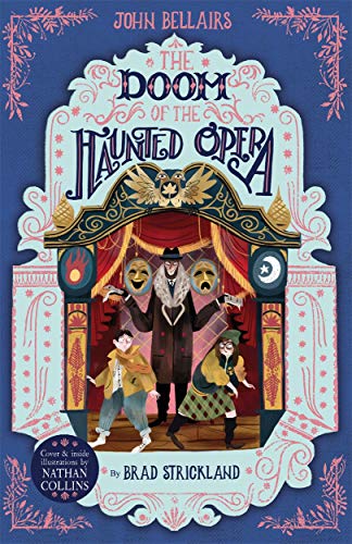 Book cover: ornate stage scene with children and a mysterious figure.