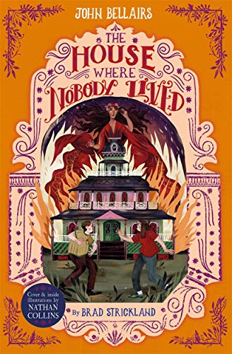 Book cover: a spooky house with children and a woman with a key.