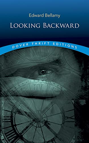 Book cover for “Looking Backward” with a blurred, mechanical eye.