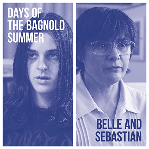 Split-screen blue-toned portrait of a young man and an older woman with glasses.