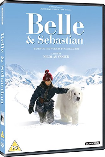 DVD cover for "Belle & Sebastian" featuring a boy and a dog in snow.