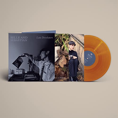 Belle and Sebastian Late Developers vinyl record sleeve and orange vinyl disc.
