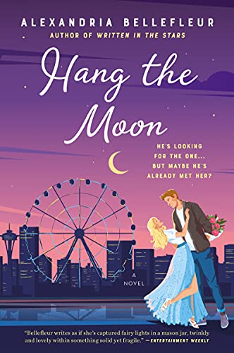 Book cover: couple dancing with a Ferris wheel and crescent moon.
