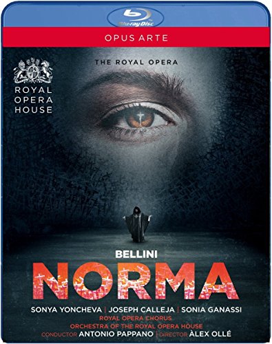 Blu-ray cover for Bellini’s opera *Norma* featuring a close-up of an eye.