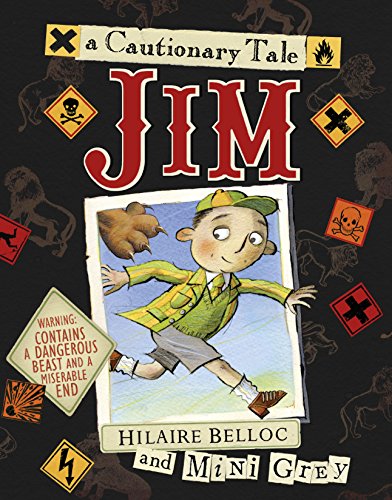 Book cover: “Jim,” a cautionary tale with a boy running from a bear.