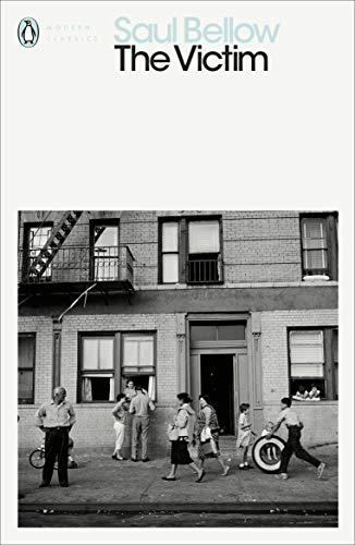 Book cover: "The Victim" by Saul Bellow, with a street scene.