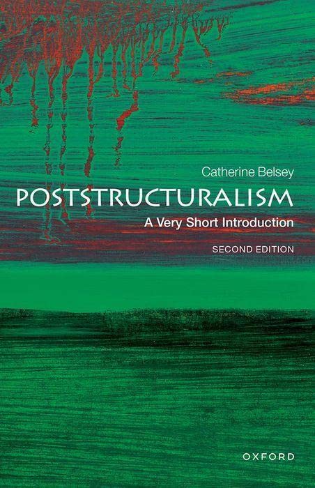 Book cover for "Poststructuralism" with abstract green and red paint.