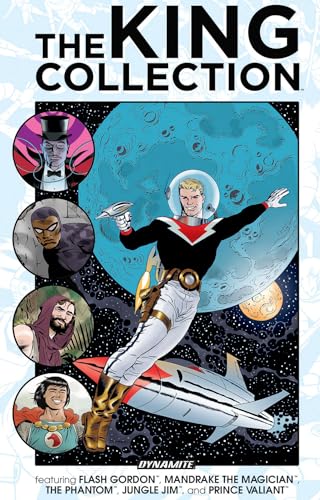 Comic book cover showing Flash Gordon in space with portraits of four other heroes.