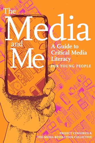 Book cover: hand holding phone with media icons, orange background.