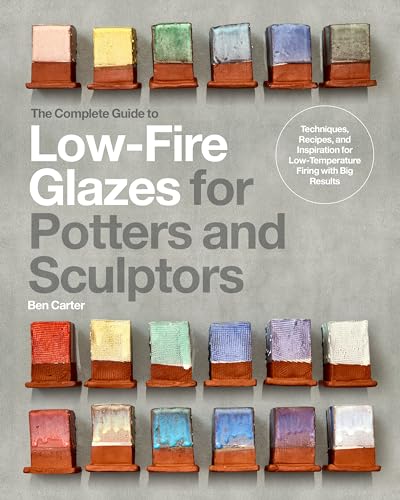 Book cover displaying ceramic glaze samples and title “Low-Fire Glazes”.