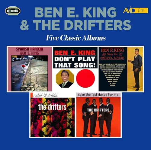 Five CDs in a plastic case with Ben E King and The Drifters music.
