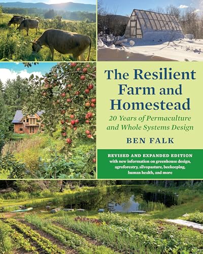 Book cover showing cows, a greenhouse, an apple tree, and a garden pond.