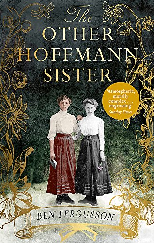 Book cover with two young women in vintage clothing, floral designs.