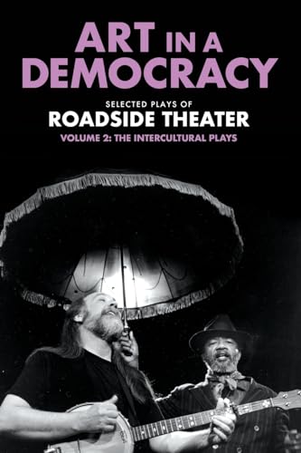 Book cover with a man playing banjo under a parasol, two figures.