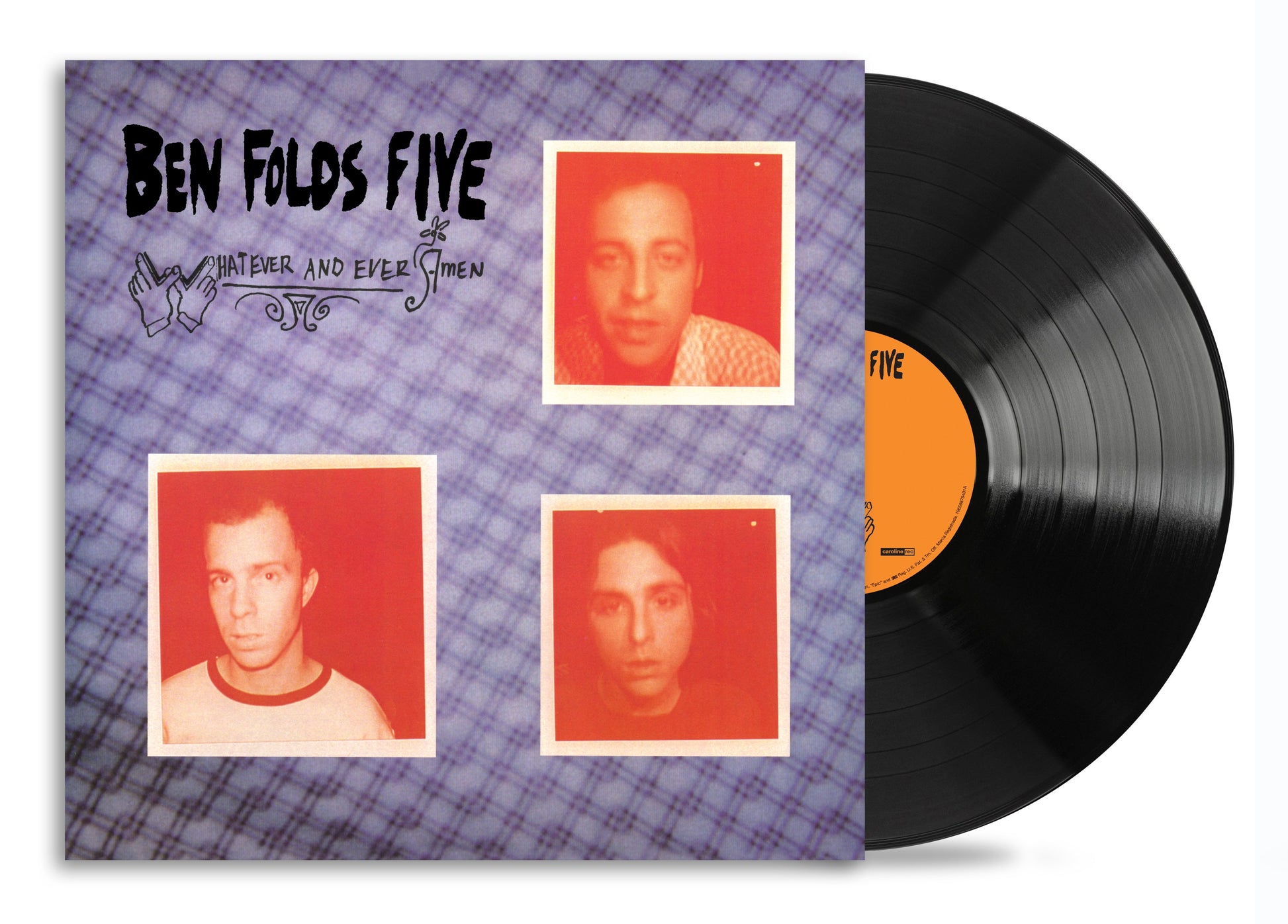 Ben Folds Five album cover and black vinyl record with orange label.