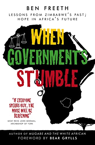 Book cover: "When Governments Stumble," featuring Africa’s silhouette and scales of justice.