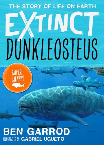 Book cover featuring a large, prehistoric Dunkleosteus fish in blue water.