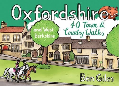 Book cover showing a village scene with two people riding horses and a fox.