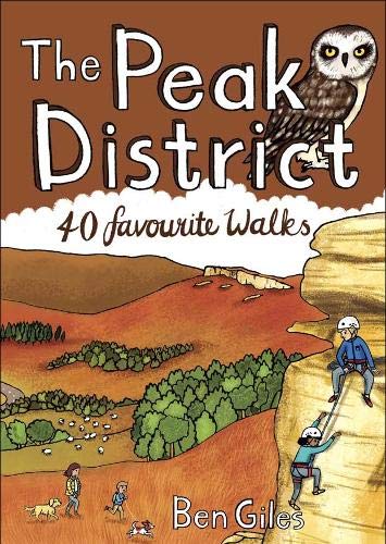Book cover showing an owl, hikers, and rock climbers in a Peak District landscape.