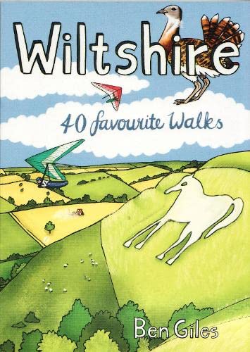Book cover: "Wiltshire - 40 favourite walks" with illustrated landscape.