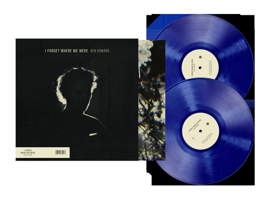 Ben Howard’s “I Forget Where We Were” vinyl record, blue with album cover.