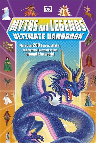 Book cover featuring a blue dragon and various mythical figures.