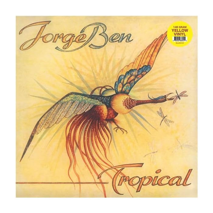 Vinyl record cover featuring a colorful bird of paradise illustration.