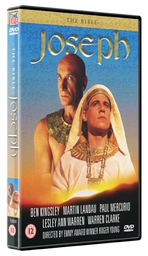 DVD cover for "The Bible - Joseph" featuring two men in Egyptian attire.