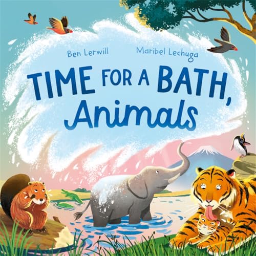 Book cover depicting various animals enjoying a bath in a landscape.