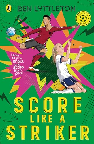 Book cover featuring illustrated soccer players and a ball onS on a green background.