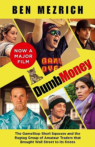 Book cover for "Dumb Money" featuring diverse people and a cat.