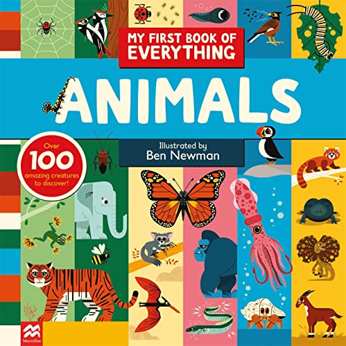 Children’s book cover featuring colorful illustrations of diverse animals.