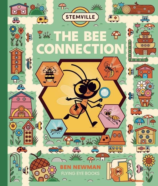 Book cover with colorful illustrations of bees, ants, and a miniature town.