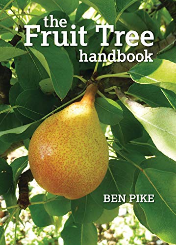 Book cover: "The Fruit Tree Handbook" with a pear on a branch.