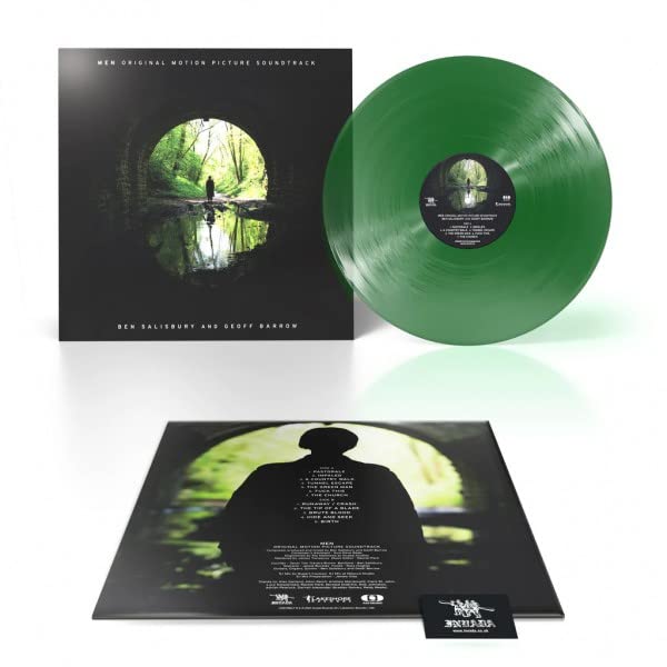 Translucent green vinyl record with album cover and back sleeve showing a tunnel scene.