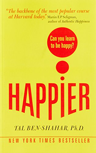 Yellow paperback book cover with bold red text: "Happier" by Tal Ben-Shahar.
