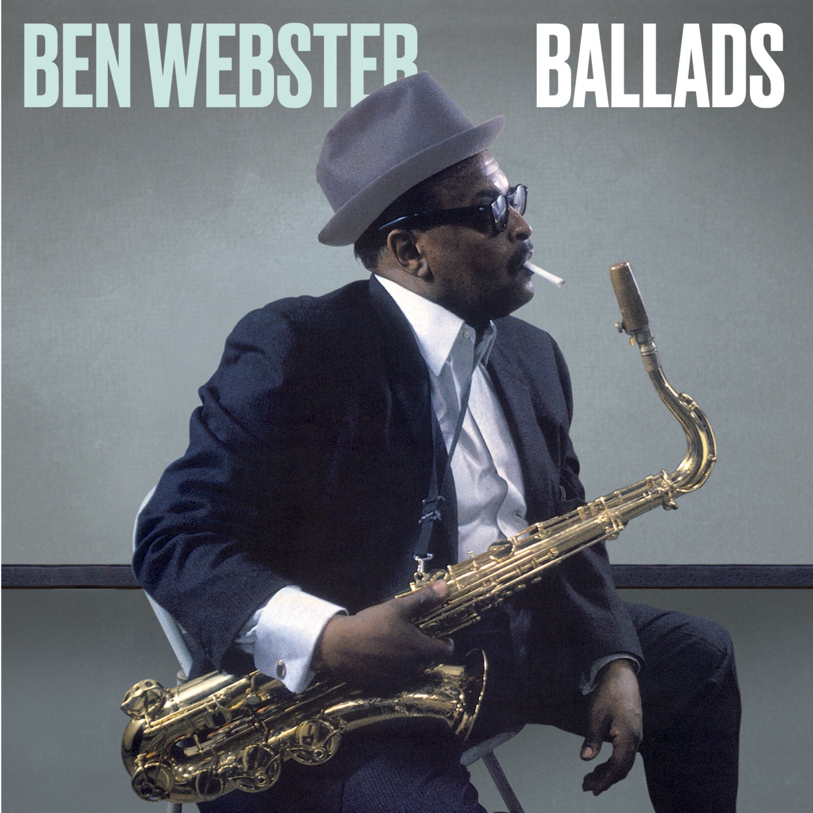 Ben Webster album cover: jazz musician with saxophone, wearing a hat.