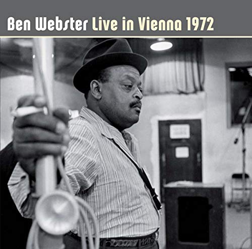 Ben Webster CD cover: jazz musician with saxophone, black and white photo.